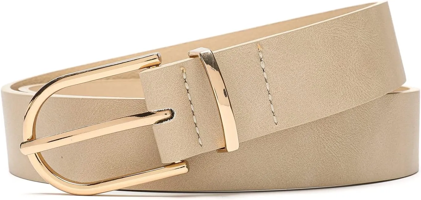 MORELESS 3 Pack Women's Faux Leather Waist Belt for Jeans Dress Black White Brown