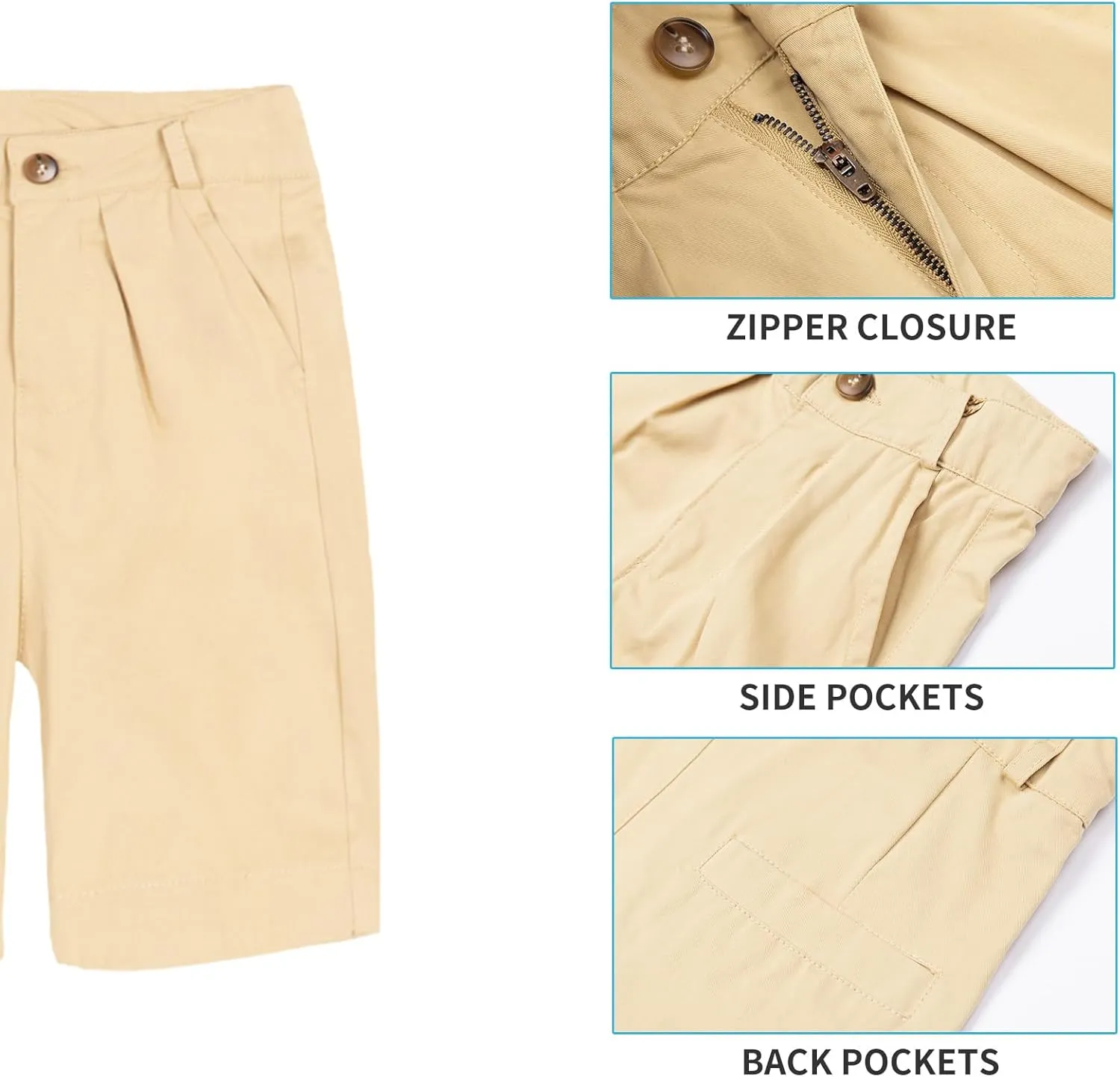 Mud Kingdom Boys Shorts School Uniform Flat Front Twill Chino Shorts 4-16 Years
