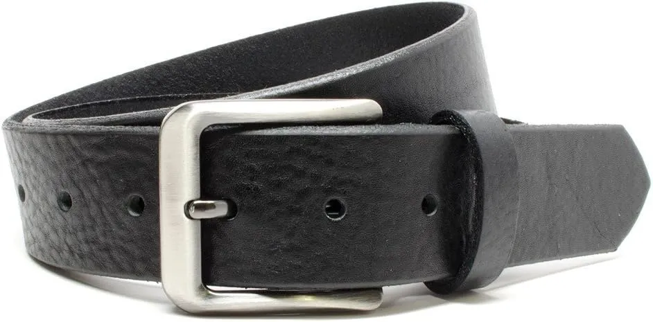 New River Black Belt - Rippled Full Grain Leather Belt with Certified Nickel Free Buckle | Made in the USA