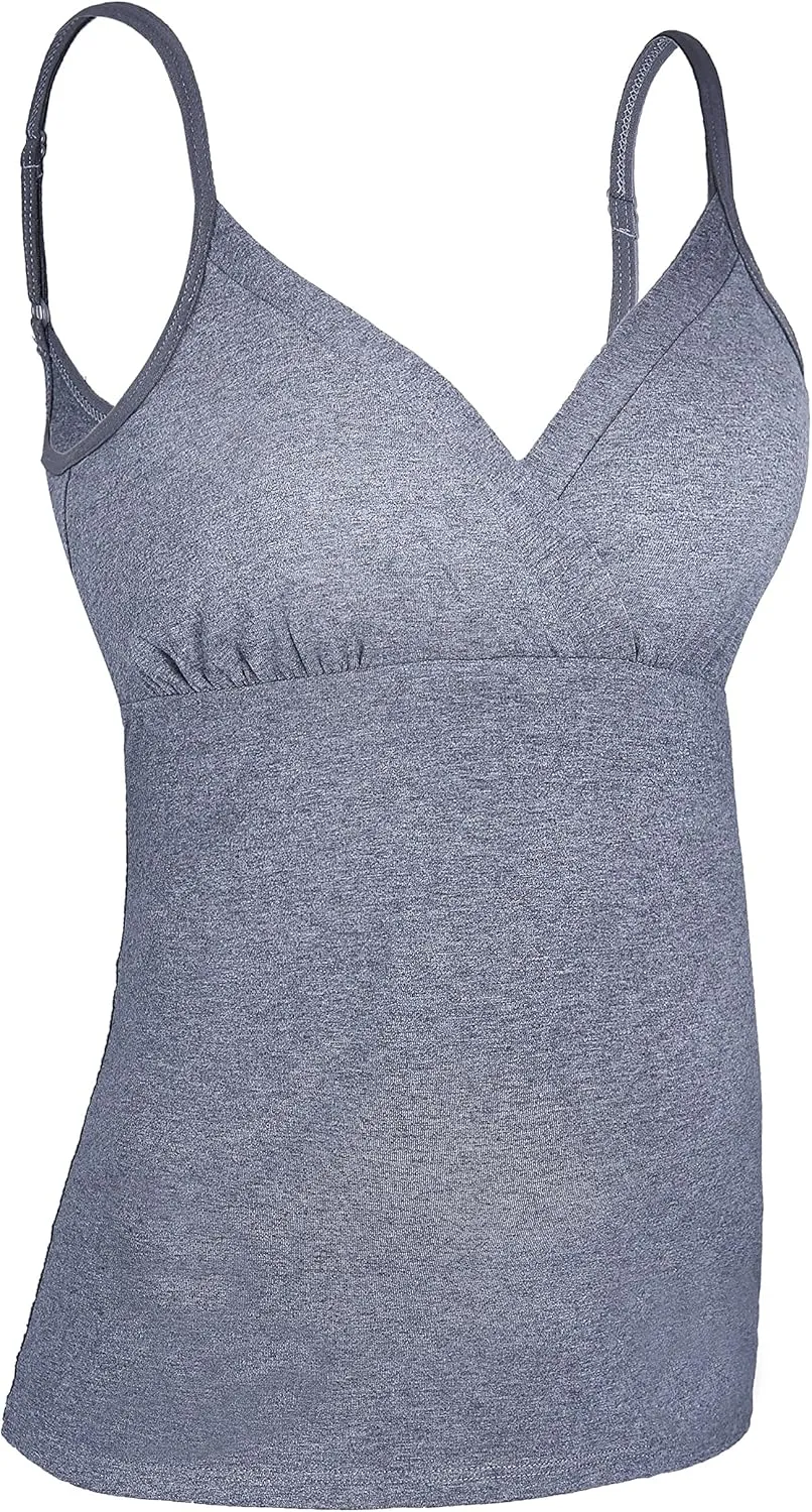 Nursing Tops Tank Shirt Cami Sleep Bra for Maternity and Breastfeeding