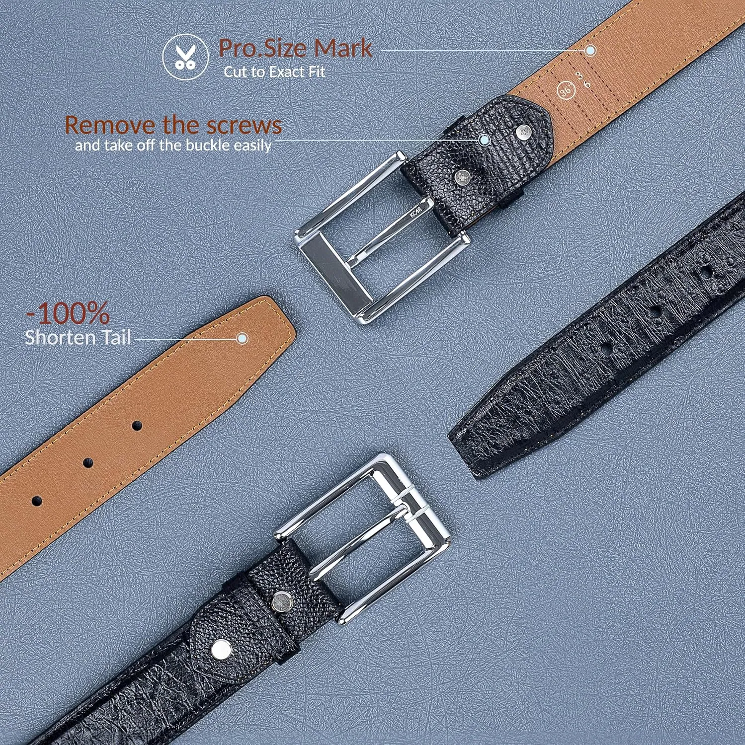 Ostrich Leather Belt Mens Handmade Exotic Straight Belts Metal Pin Buckle Durable Dress Belt-Classic & Fashion