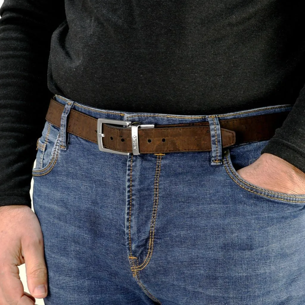 Reversible Men's Cork Belt - Vegan Leather Dress Belts – Men Belt - Cruelty Free Eco Friendly Brown Black 30mm Wide