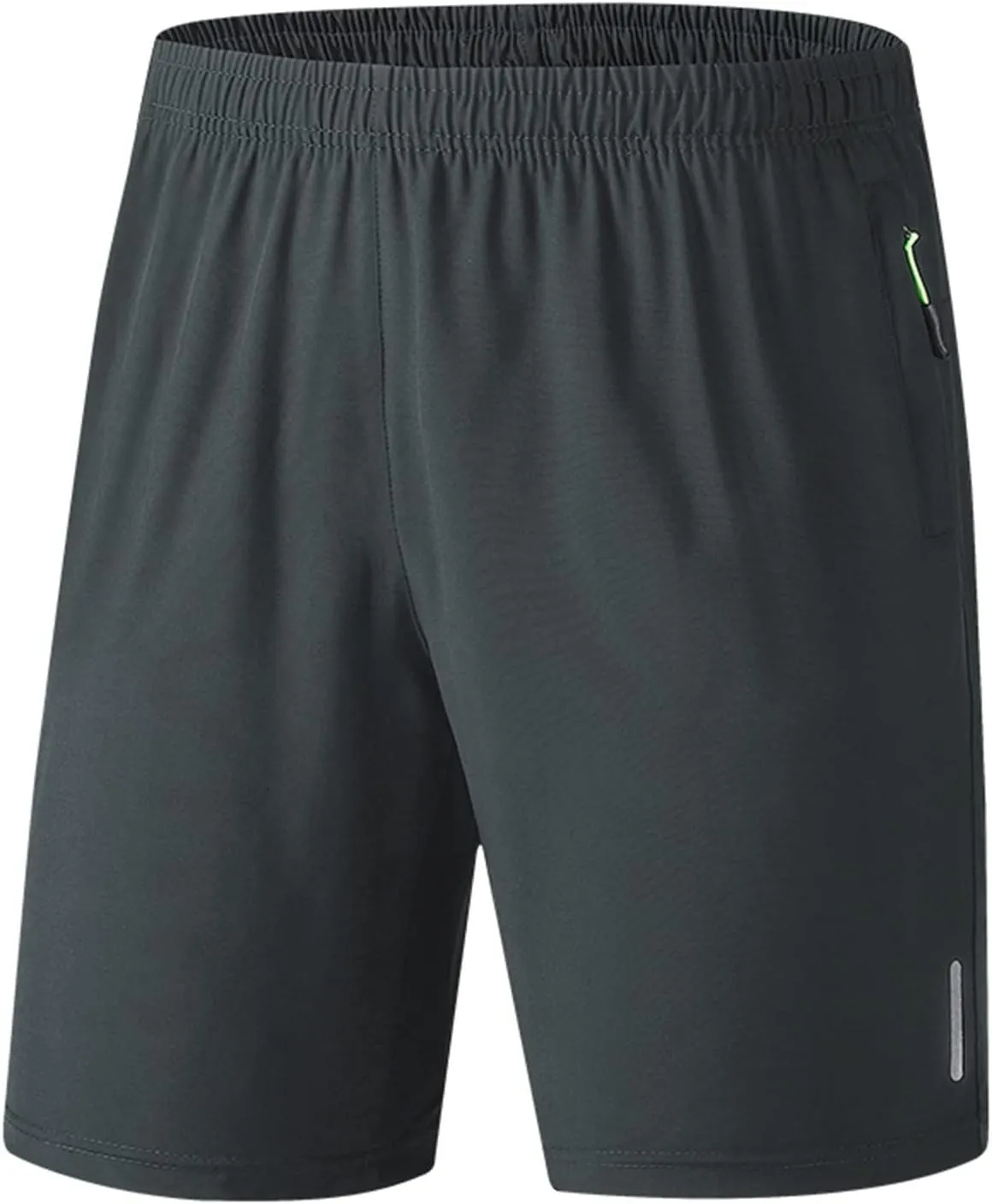 Running Shorts for Men Mid Rise Pull On Elastic Waisted Quick Dry Shorts Breathable Workout Short Pants with Zipper Pockets