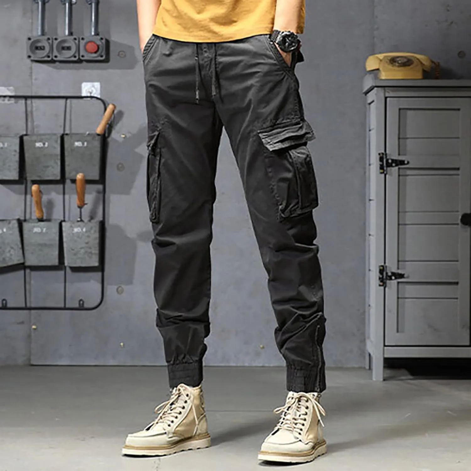 sdbrld Cargo Pants For Men Mens Ripstop Tactical Pants Trendy Lightweight Outdoor Hiking Water Resistant Pants with Pockets