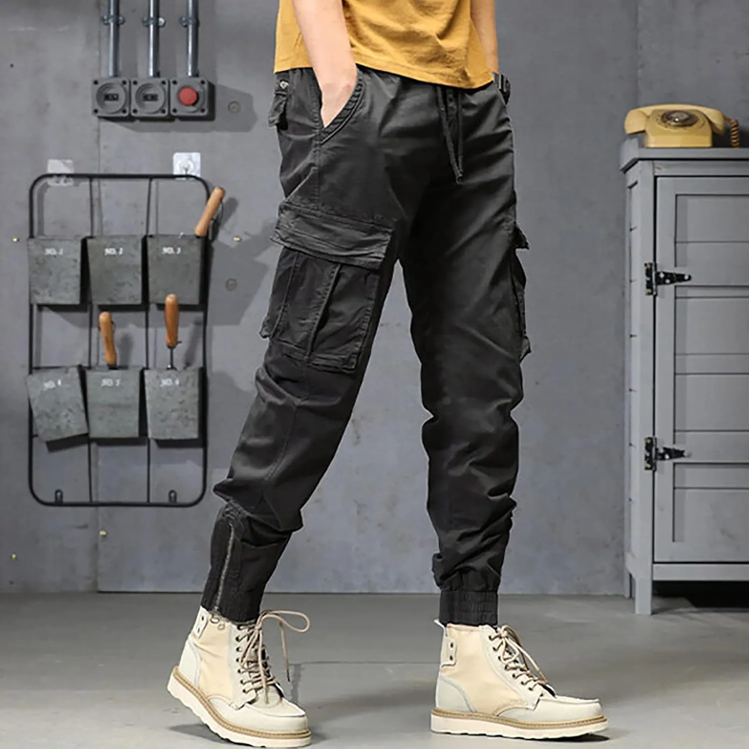 sdbrld Cargo Pants For Men Mens Ripstop Tactical Pants Trendy Lightweight Outdoor Hiking Water Resistant Pants with Pockets
