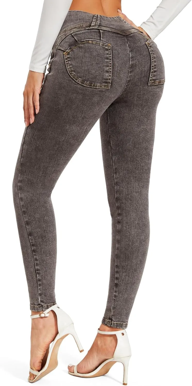 SEASUM Butt Lifting Jeans for Women High Waisted Stretch Crossover Bootcut Bootcut Jeans Leggings