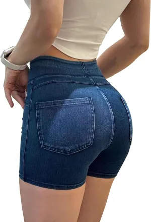 SESERAGI Jean Shorts Womens High Waisted Stretchy Casual Elastic Denim Shorts