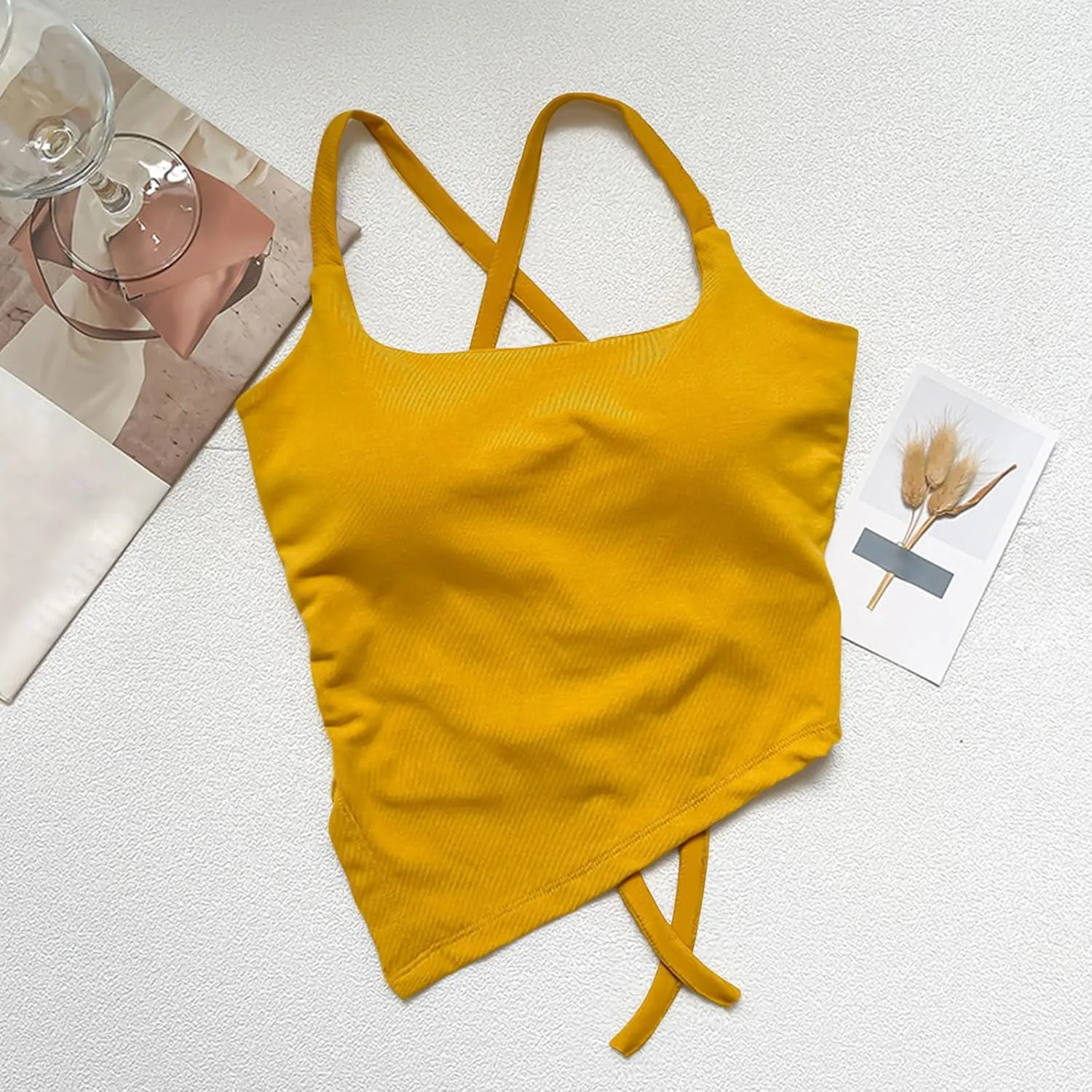 Sexy Strappy Tie-Back Irregular Cami Tops Women Square Neck Ribbed Knit Tees Night Out Club Wear Shirts Rave Blouses