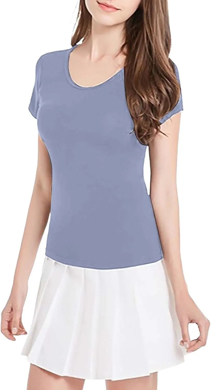Shirts with Built in Bra Women Workout Yoga Tops Short Sleeve Padded Bras Crewneck Tunics Tops Comfy Athletic Tees