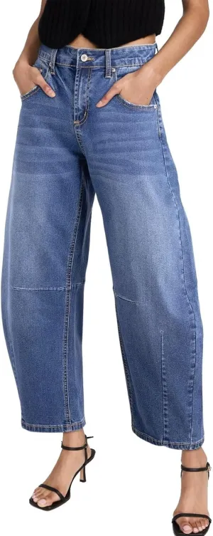Sidefeel Women's Barrel Jeans Wide Leg Vintage Mid Rise Y2k Baggy Boyfriend Ankle Denim Pants
