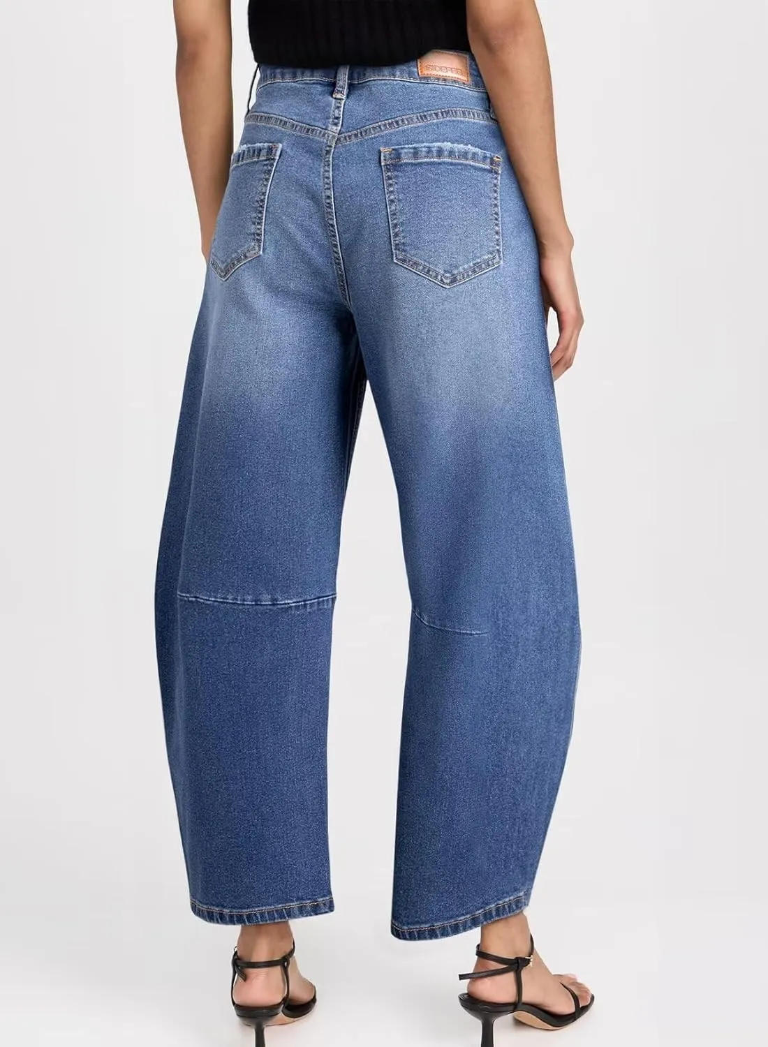 Sidefeel Women's Barrel Jeans Wide Leg Vintage Mid Rise Y2k Baggy Boyfriend Ankle Denim Pants