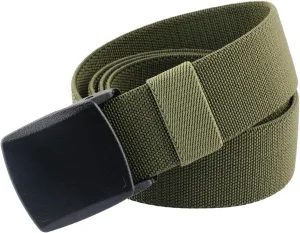 Sportmusies Elastic Belts for Men, Military Style Stretch Webbing Tactical Duty Belt (Army Green,Plastic Buckle)