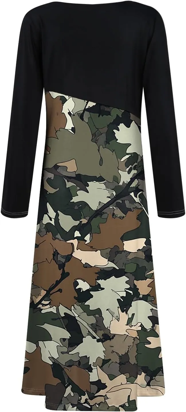 Spring Dresses for Women 2025 Midi Long Sleeve V Neck Summer Trendy Flowy Teens Cruise Fashion Dress