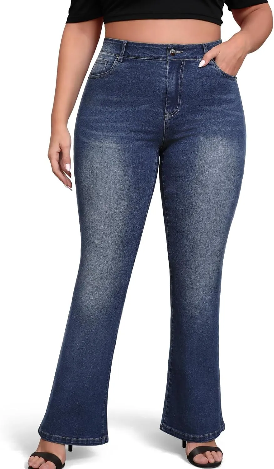 Stretchy Bootcut Jeans for Women Plus Size Womens Jeans High Waisted Boot Cut Jeans for Woman High Rise