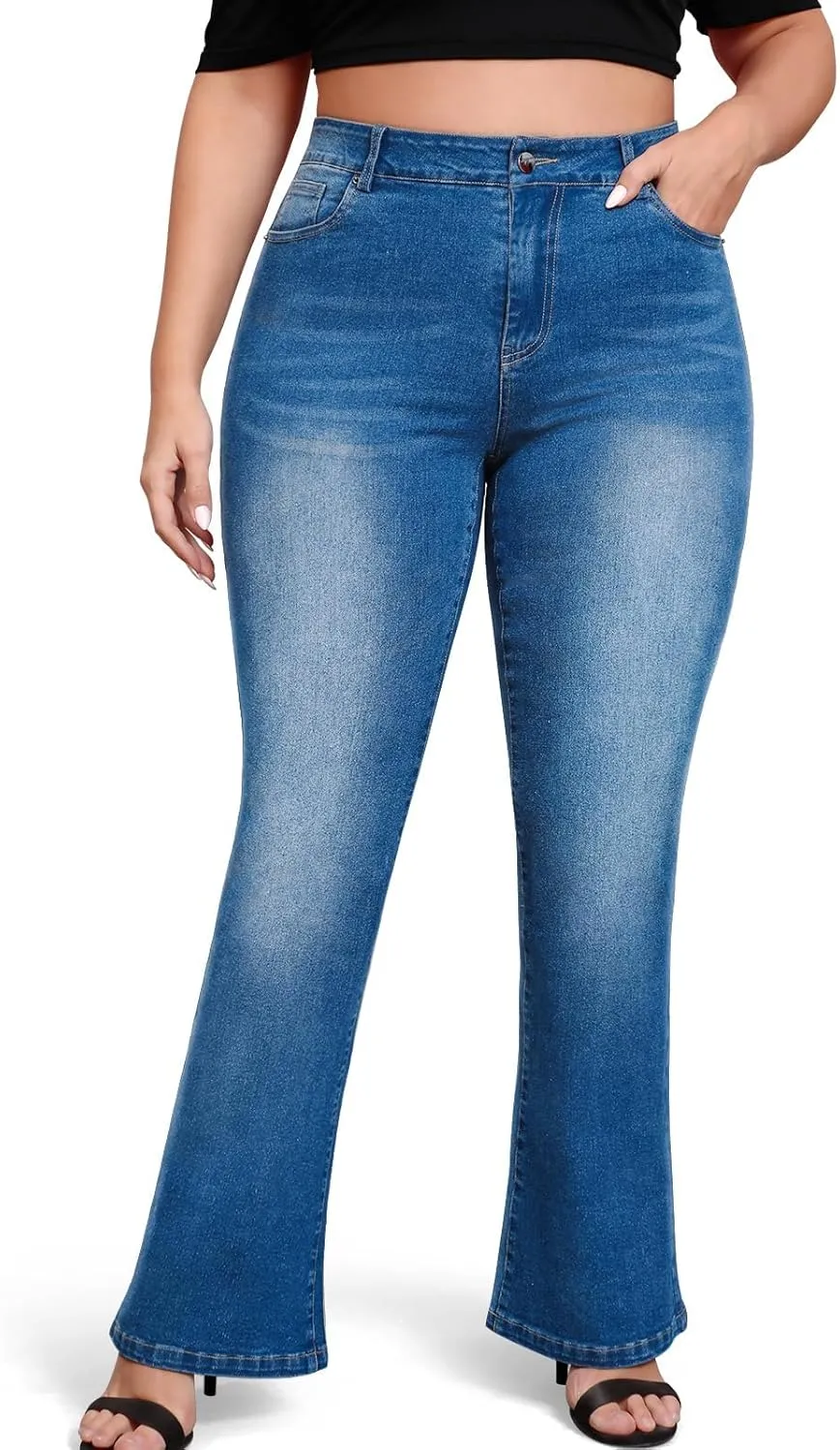 Stretchy Bootcut Jeans for Women Plus Size Womens Jeans High Waisted Boot Cut Jeans for Woman High Rise