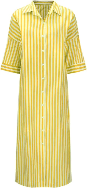 Striped Shirt Dress for Womens, Long Sleeve Maxi Dresses Casual Loose Button Down Shift Dresses Business Outfits
