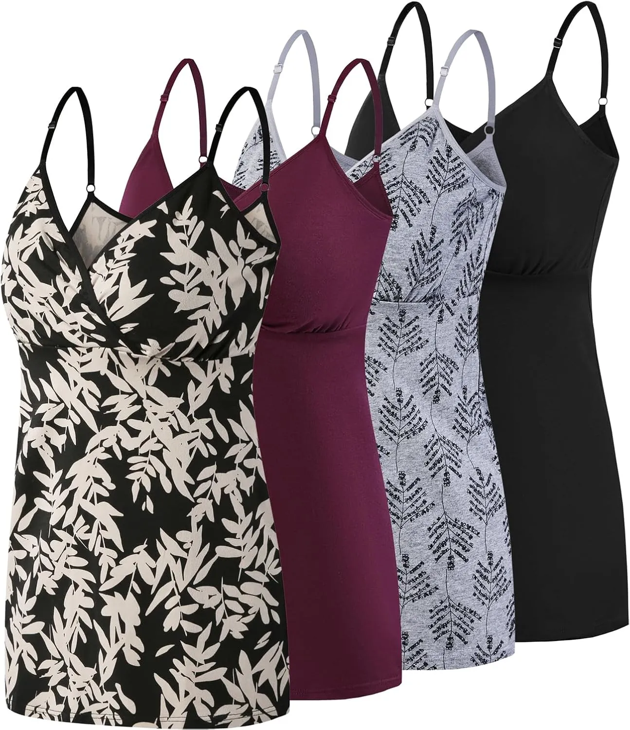 SUIEK 4 Pack Nursing Tank Tops Maternity Cotton Cami Breastfeeding Sleep Bralette