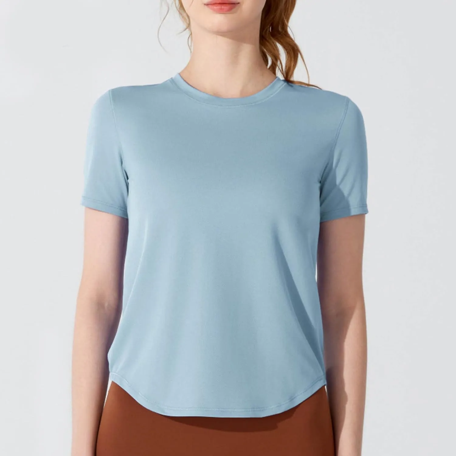 Summer Basic Shirts for Women Short Sleeve Workout Yoga Tops Lightweight Relaxed Fit Basic Tees Casual Athletic Shirt