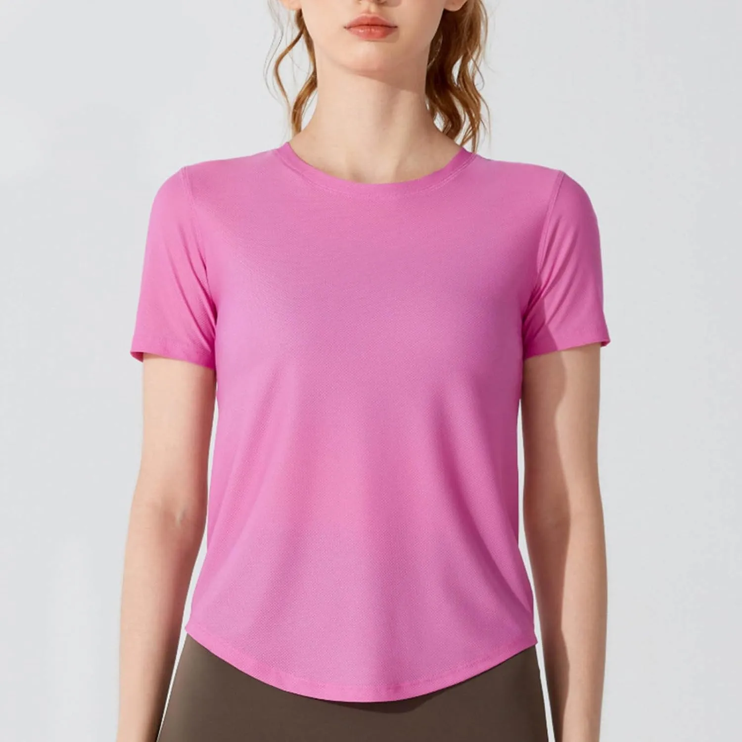 Summer Basic Shirts for Women Short Sleeve Workout Yoga Tops Lightweight Relaxed Fit Basic Tees Casual Athletic Shirt