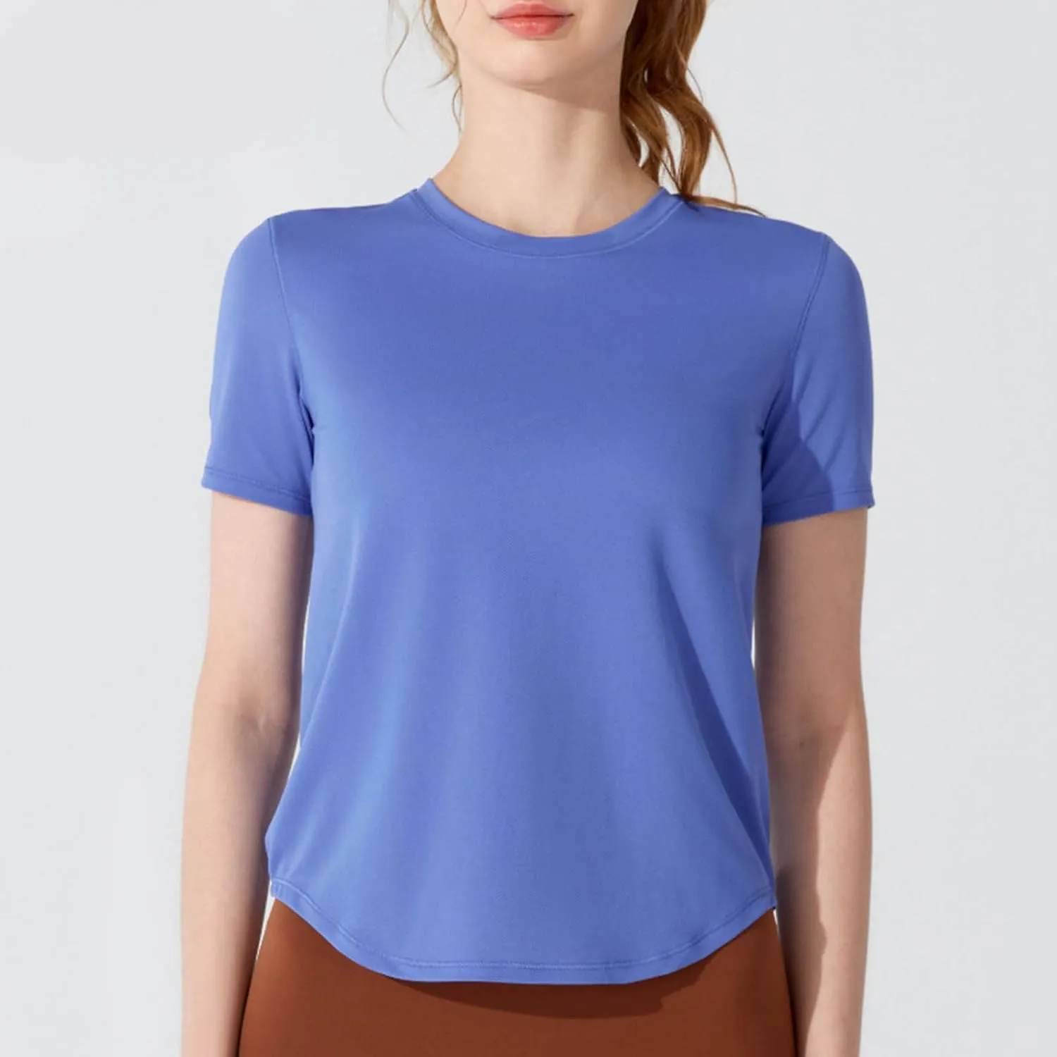 Summer Basic Shirts for Women Short Sleeve Workout Yoga Tops Lightweight Relaxed Fit Basic Tees Casual Athletic Shirt
