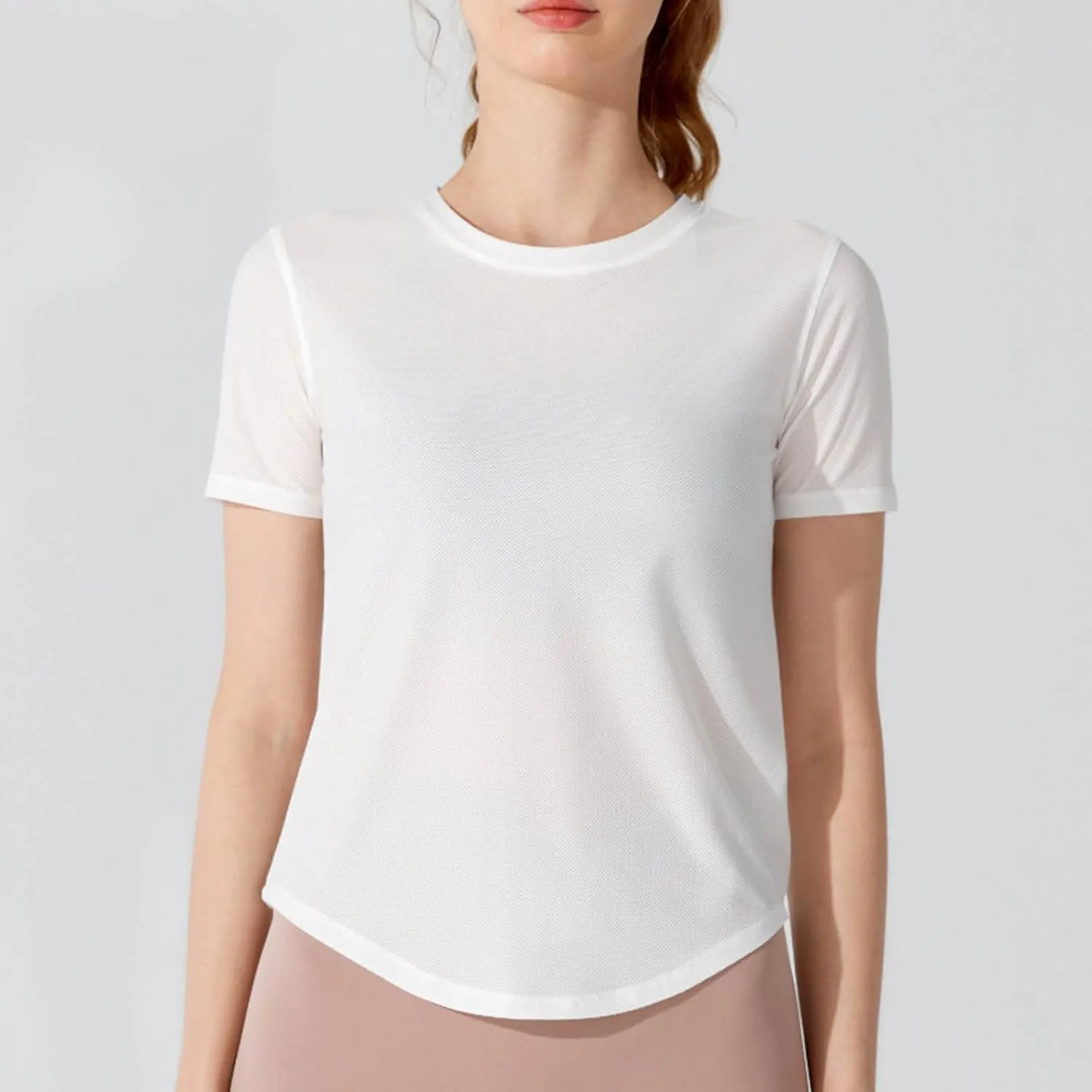 Summer Basic Shirts for Women Short Sleeve Workout Yoga Tops Lightweight Relaxed Fit Basic Tees Casual Athletic Shirt