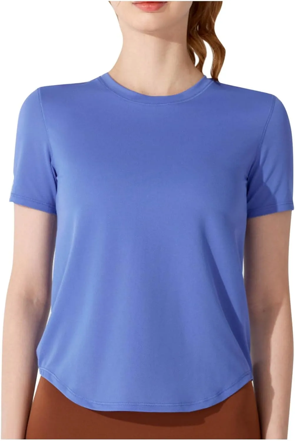 Summer Basic Shirts for Women Short Sleeve Workout Yoga Tops Lightweight Relaxed Fit Basic Tees Casual Athletic Shirt