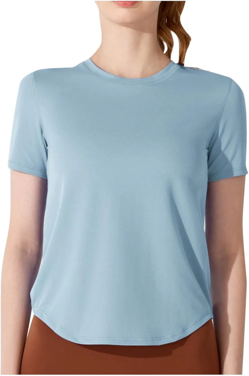 Summer Basic Shirts for Women Short Sleeve Workout Yoga Tops Lightweight Relaxed Fit Basic Tees Casual Athletic Shirt