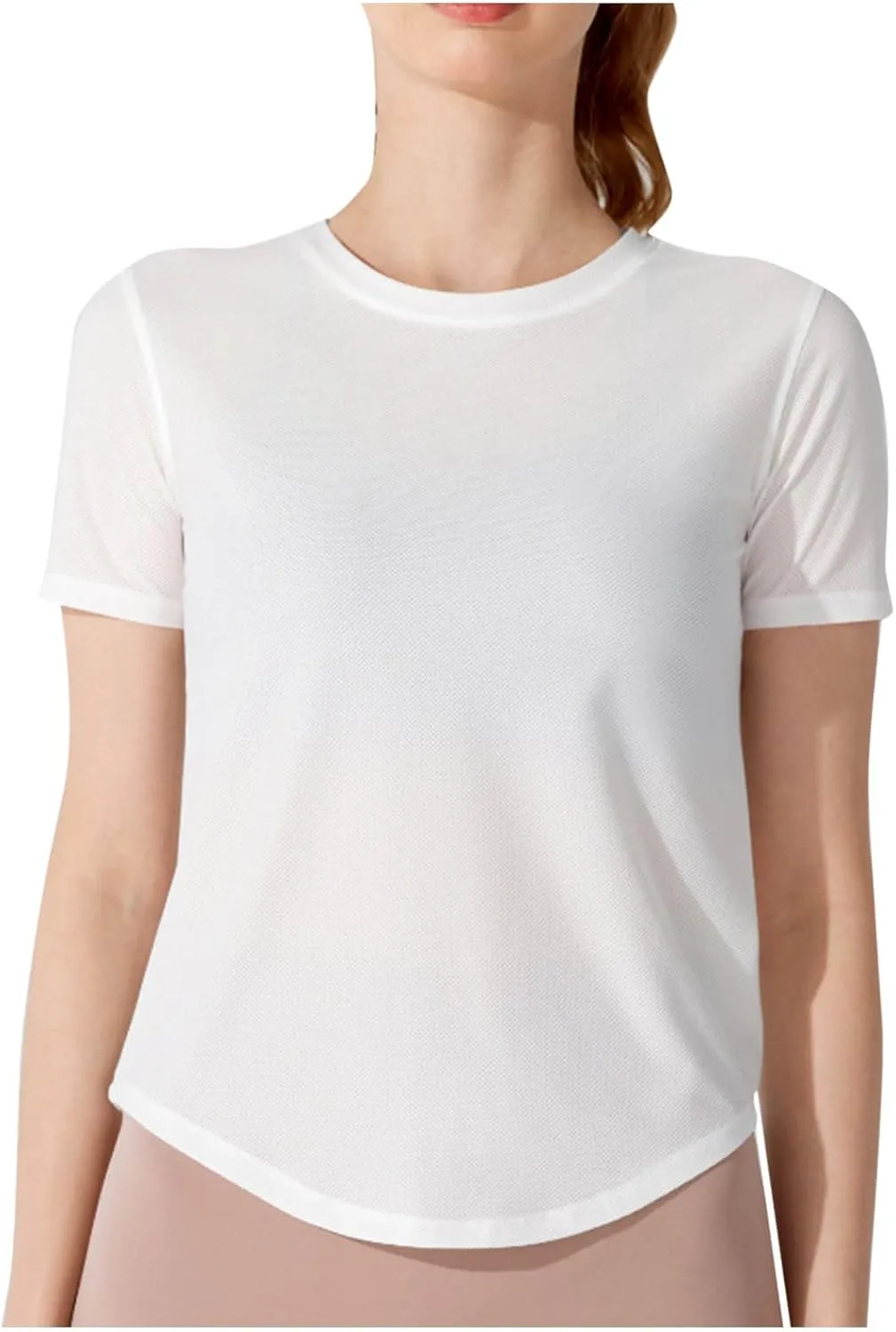 Summer Basic Shirts for Women Short Sleeve Workout Yoga Tops Lightweight Relaxed Fit Basic Tees Casual Athletic Shirt