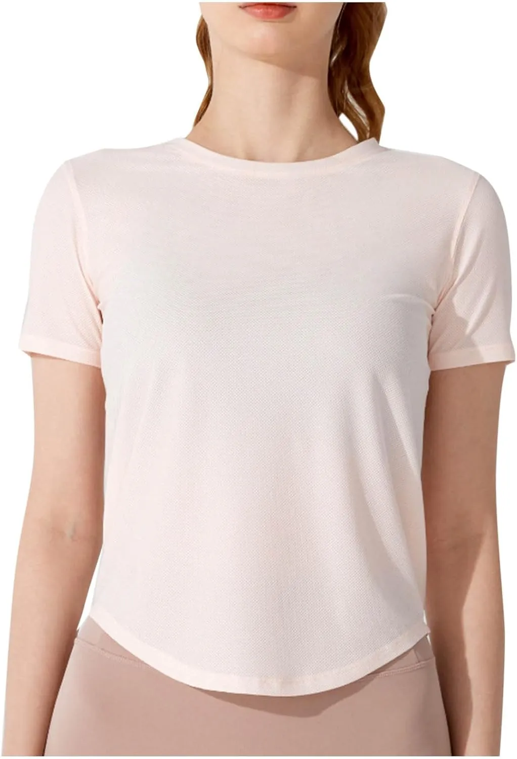 Summer Basic Shirts for Women Short Sleeve Workout Yoga Tops Lightweight Relaxed Fit Basic Tees Casual Athletic Shirt