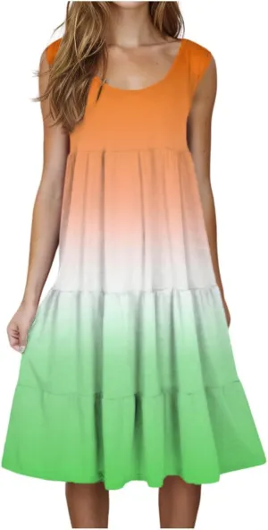 Summer Dresses for Women 2025 Sleeveless Tank Dress Beach Vacation Sundress Gradient Dress Flowy Mini Sundresses