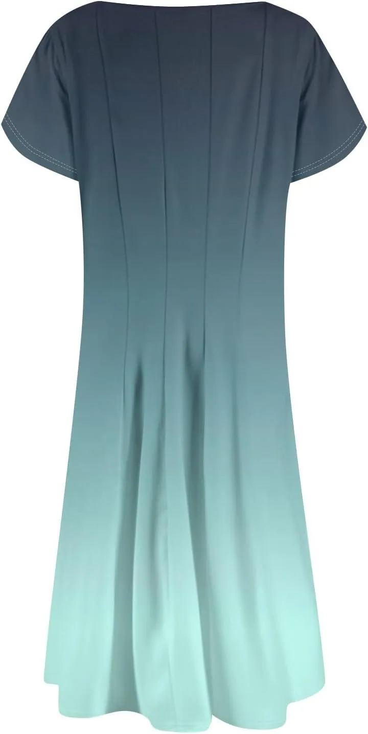 Summer Dresses for Women 2025 Tie Dye Print Floral Dress Sundresses Boho Floral Beach Casual Pleated Swing Dresses
