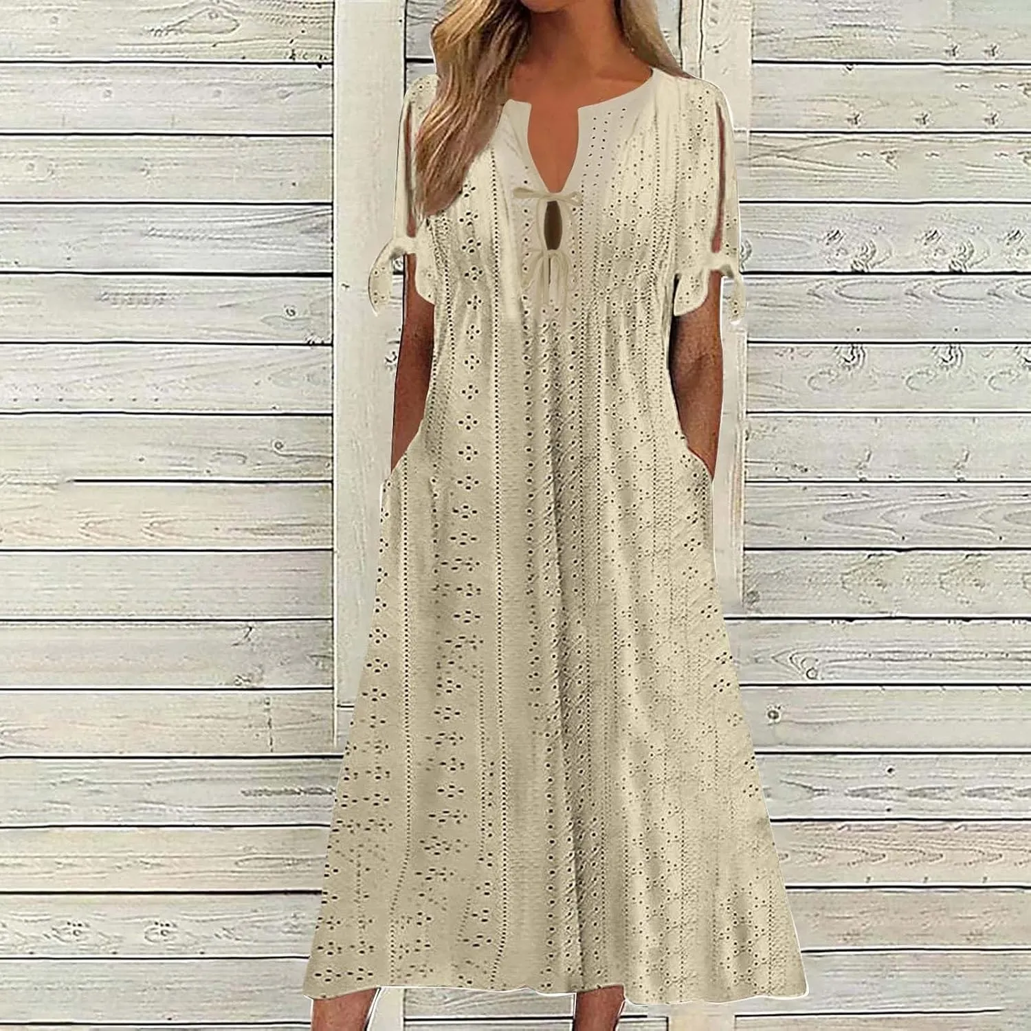 Summer Dresses for Women Short Sleeve Boho Travel Dresses Beach Wear Party Maxi Solid Color Vacation Dress 2025