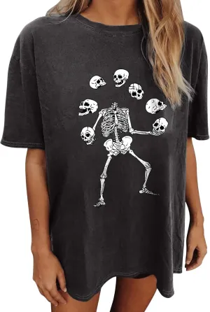 Summer Y2k Tops for Womens, Casual Vintage Short Sleeve T-Shirt, Girls Oversize Loose Round Neck Elastic Tee