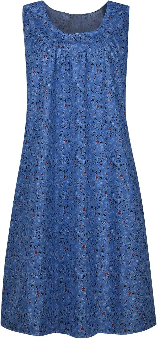 Sun Dresses Women Tank Top Dress Casual Summer Vacation Dress Short Dress Sleeveless Fashion Floral Dress with Pockets