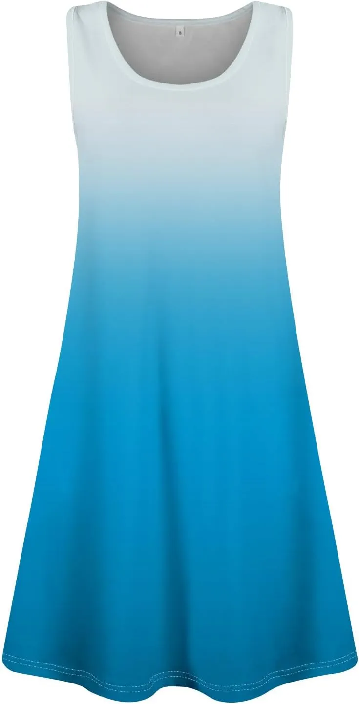 Sundress for Curvy Women Tank Dress Spring Casual Dresses Aline Summer Dress Sleeveless Loose Vest Dress with Pocket