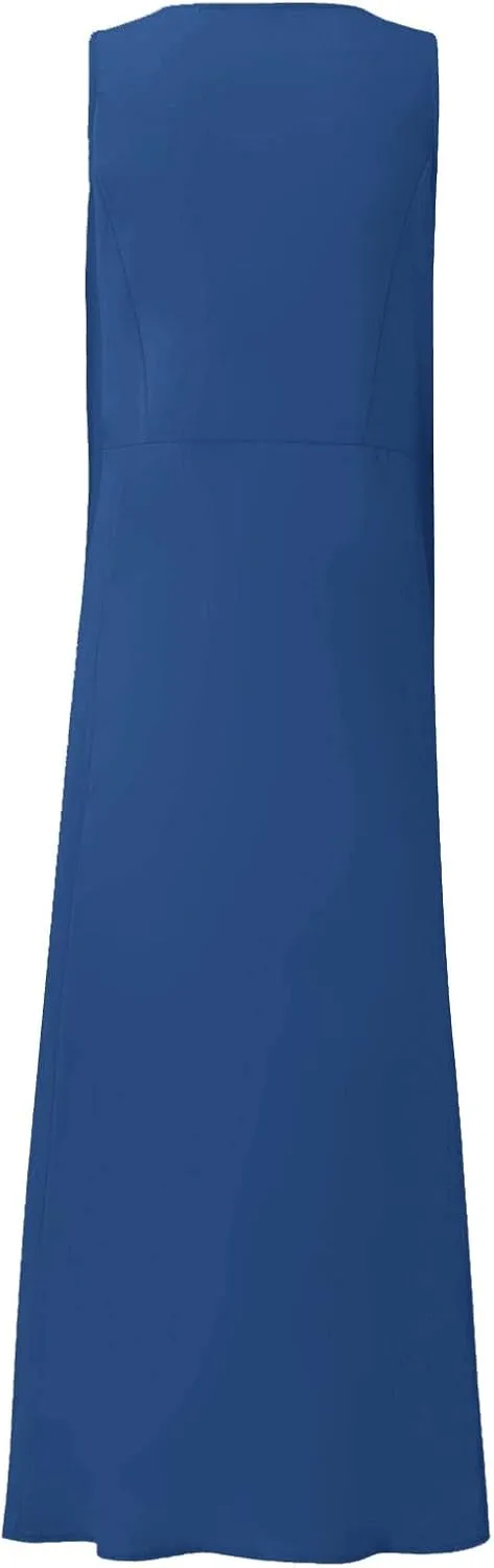 Sundresses for Women 2025 Vacation Plus Size Linen Maxi Dress Flwoy Summer Boho Beach Tank Dress with Pockets