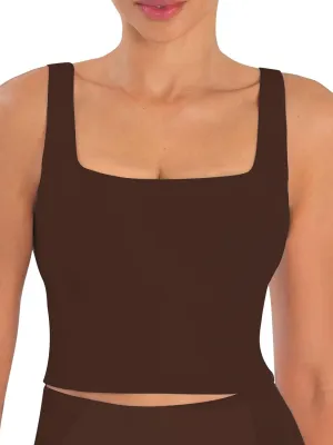 Sunzfly Women Square Neck Sport Bra with Removable Pads, Built-in Bra Crop Tank Top Summer Sleeveless Camisole Workout Yoga