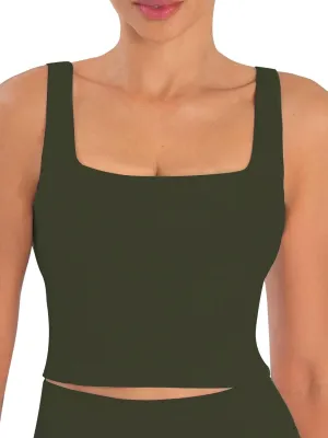 Sunzfly Women Square Neck Sport Bra with Removable Pads, Built-in Bra Crop Tank Top Summer Sleeveless Camisole Workout Yoga
