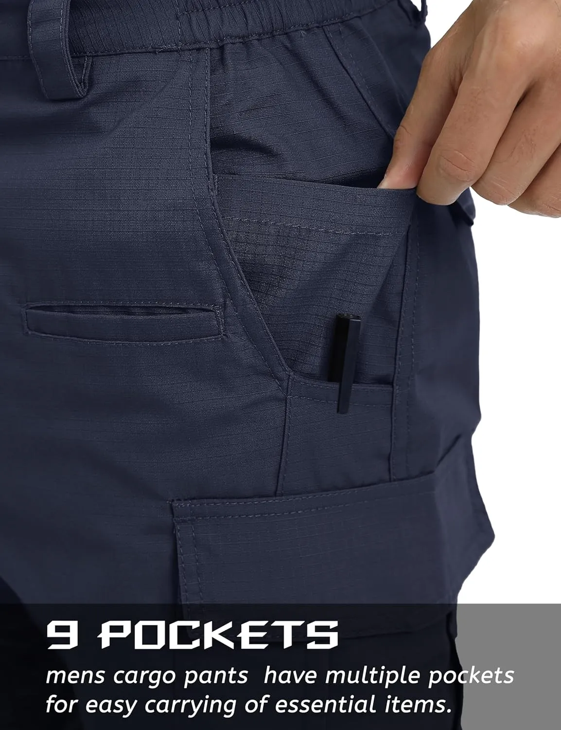 TACVASEN Men's Tactical Military Pants Lightweight Hiking Pants 9 Pockets Water Resistant Cargo Work Pants Construction