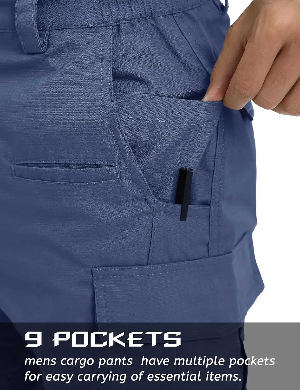 TACVASEN Men's Tactical Military Pants Lightweight Hiking Pants 9 Pockets Water Resistant Cargo Work Pants Construction