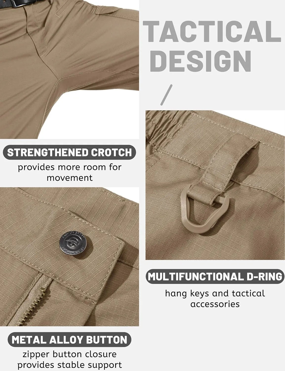 TACVASEN Men's Tactical Military Pants Lightweight Hiking Pants 9 Pockets Water Resistant Cargo Work Pants Construction