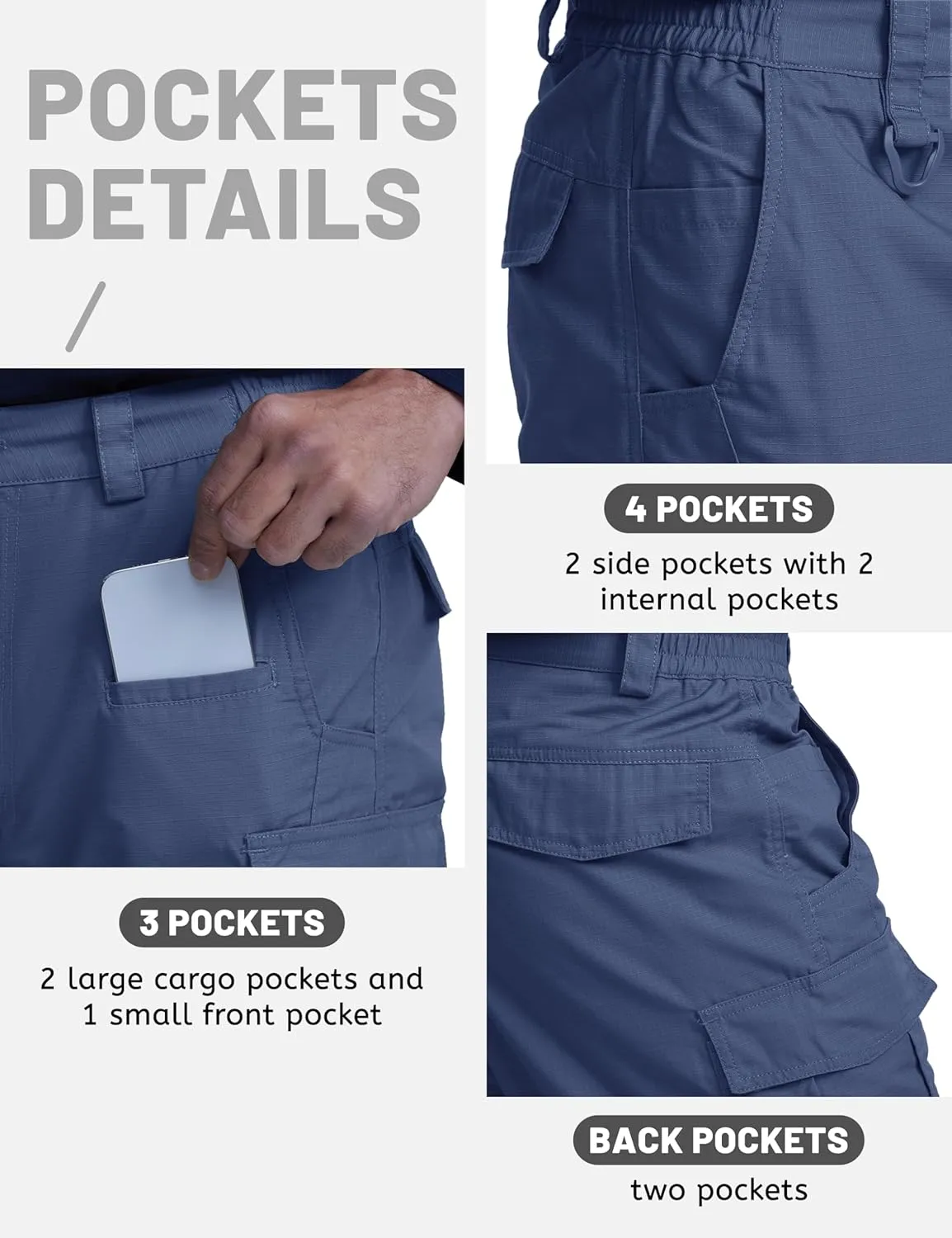 TACVASEN Men's Tactical Military Pants Lightweight Hiking Pants 9 Pockets Water Resistant Cargo Work Pants Construction