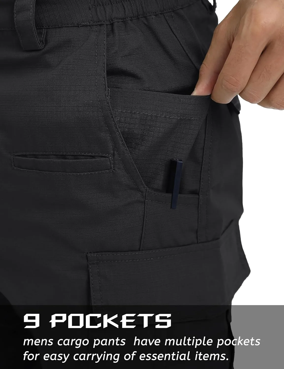 TACVASEN Men's Tactical Military Pants Lightweight Hiking Pants 9 Pockets Water Resistant Cargo Work Pants Construction