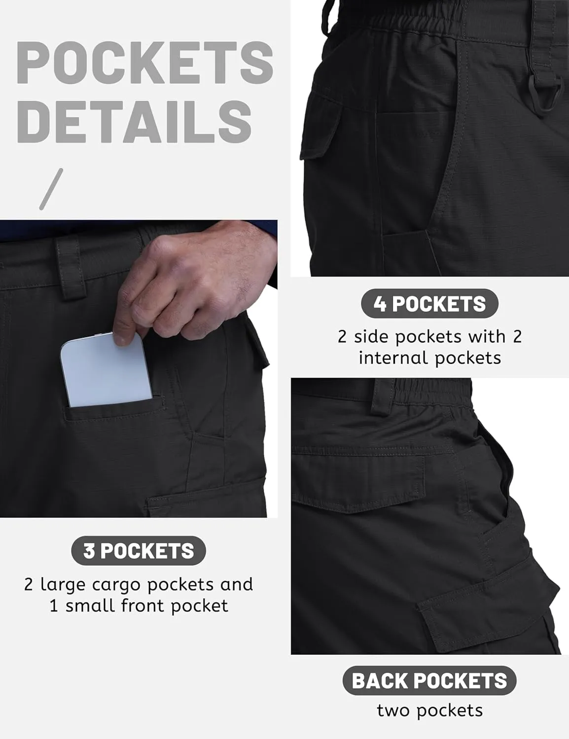 TACVASEN Men's Tactical Military Pants Lightweight Hiking Pants 9 Pockets Water Resistant Cargo Work Pants Construction