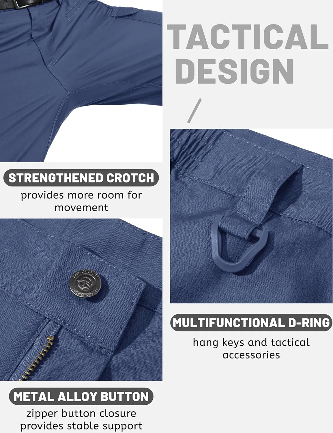 TACVASEN Men's Tactical Military Pants Lightweight Hiking Pants 9 Pockets Water Resistant Cargo Work Pants Construction