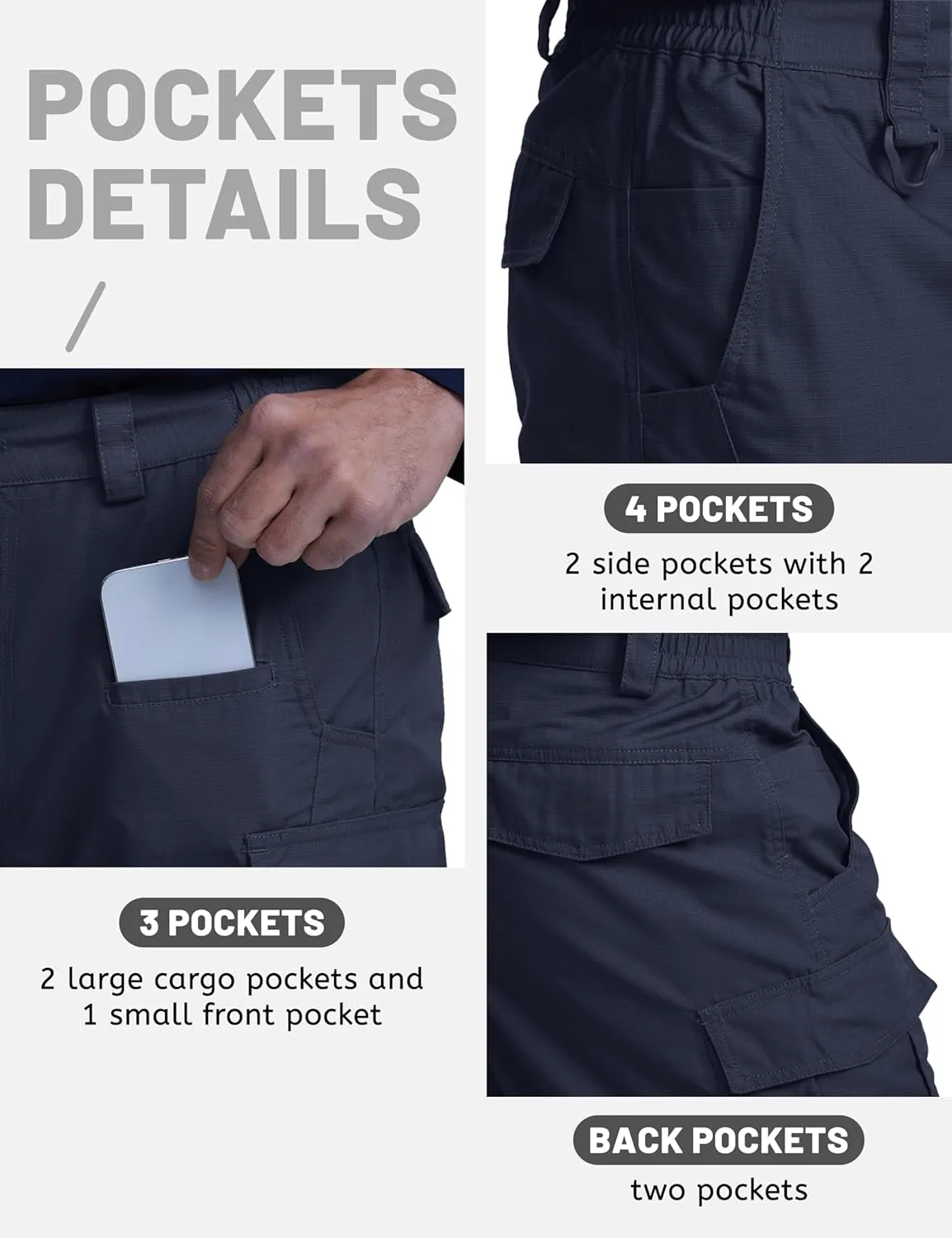 TACVASEN Men's Tactical Military Pants Lightweight Hiking Pants 9 Pockets Water Resistant Cargo Work Pants Construction