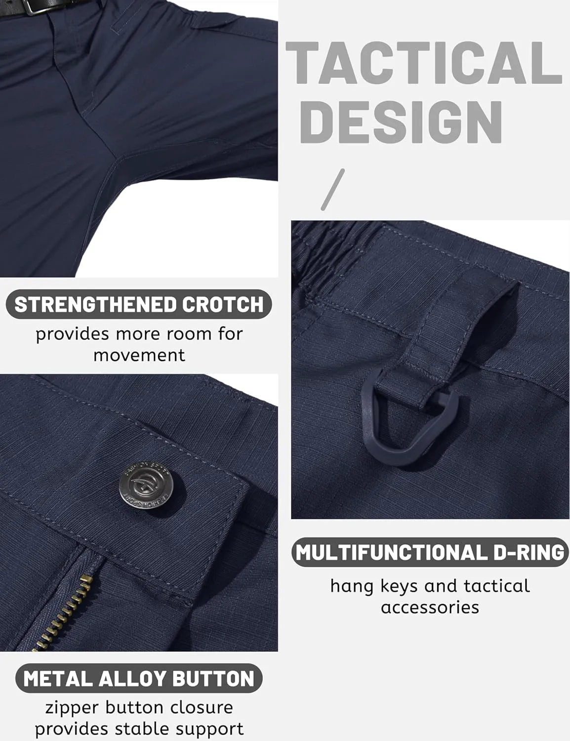 TACVASEN Men's Tactical Military Pants Lightweight Hiking Pants 9 Pockets Water Resistant Cargo Work Pants Construction
