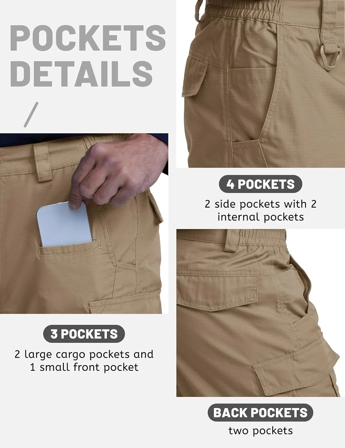 TACVASEN Men's Tactical Military Pants Lightweight Hiking Pants 9 Pockets Water Resistant Cargo Work Pants Construction