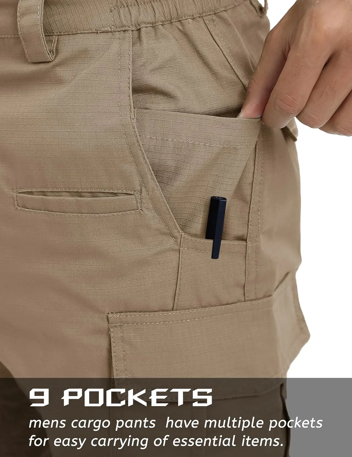 TACVASEN Men's Tactical Military Pants Lightweight Hiking Pants 9 Pockets Water Resistant Cargo Work Pants Construction