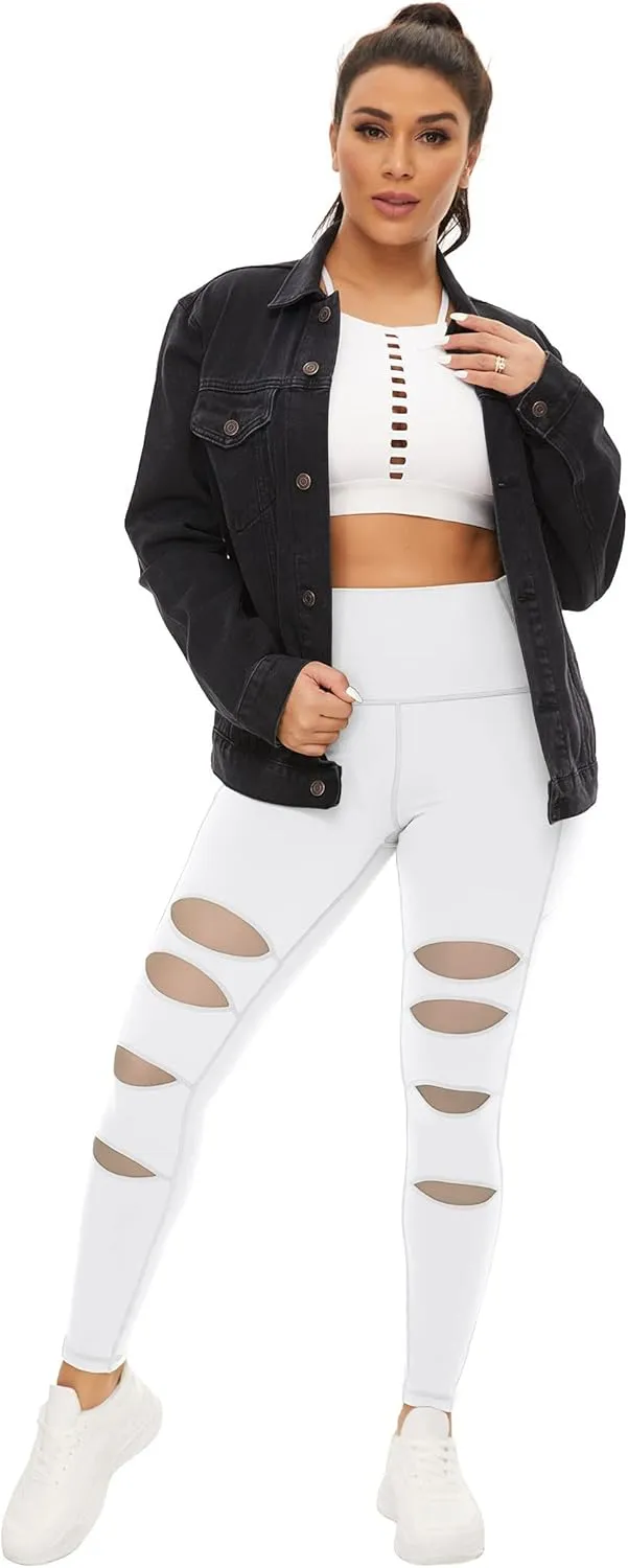 TAIPOVE Buttery Soft Seamless Ripped Yoga Leggings for Women High Waisted with Pockets Tummy Control Butt Lift Stretch